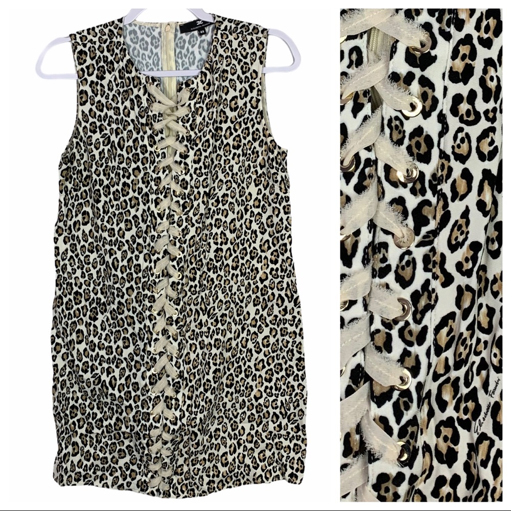 Elisabetta Franchi Abito Leopard Laced Mini Dress